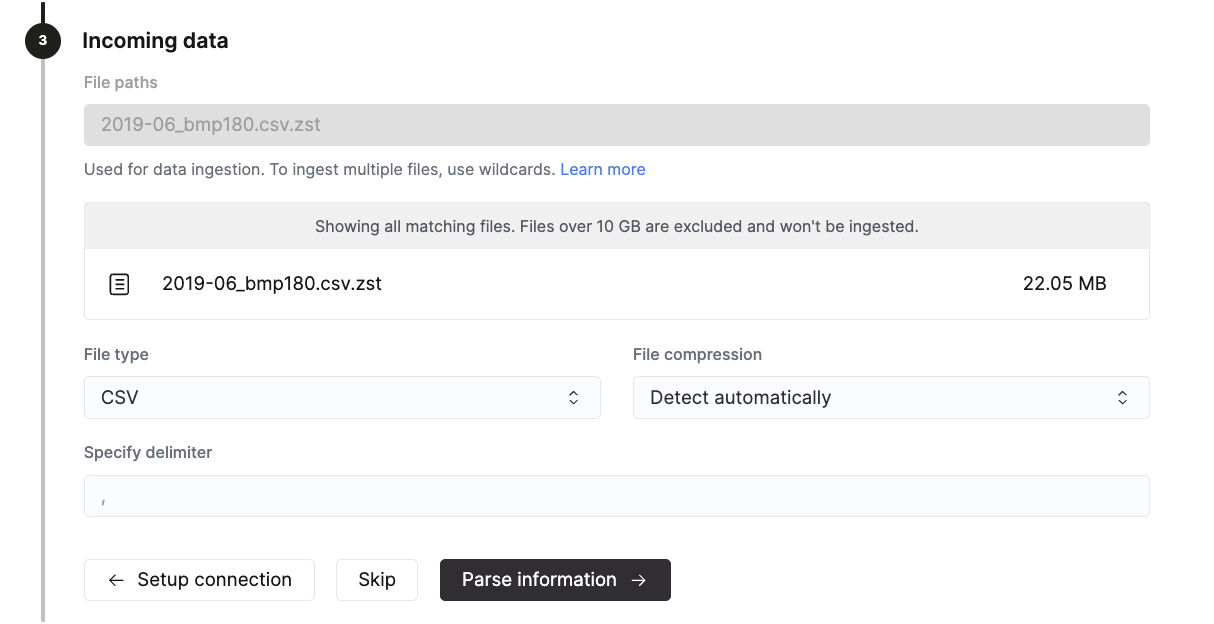 데이터 포맷 선택