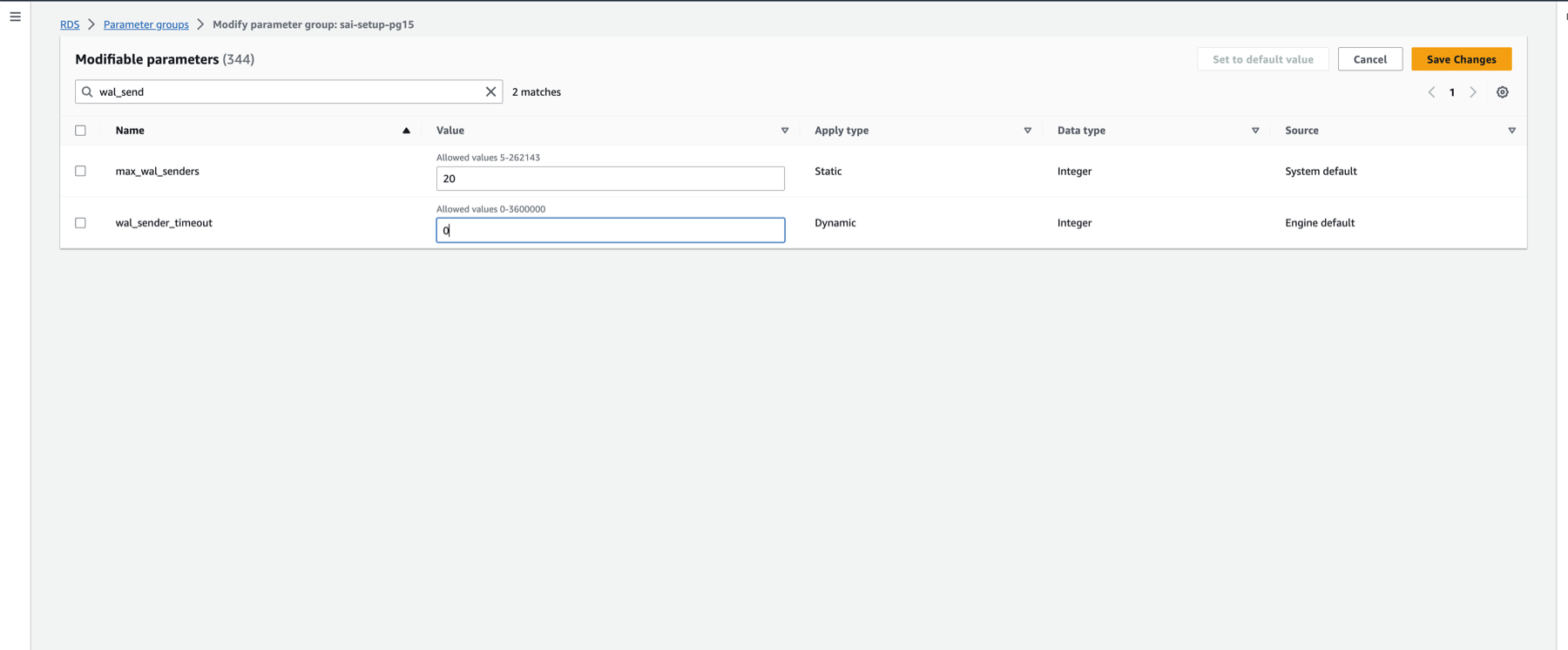 wal_sender_timeout 변경
