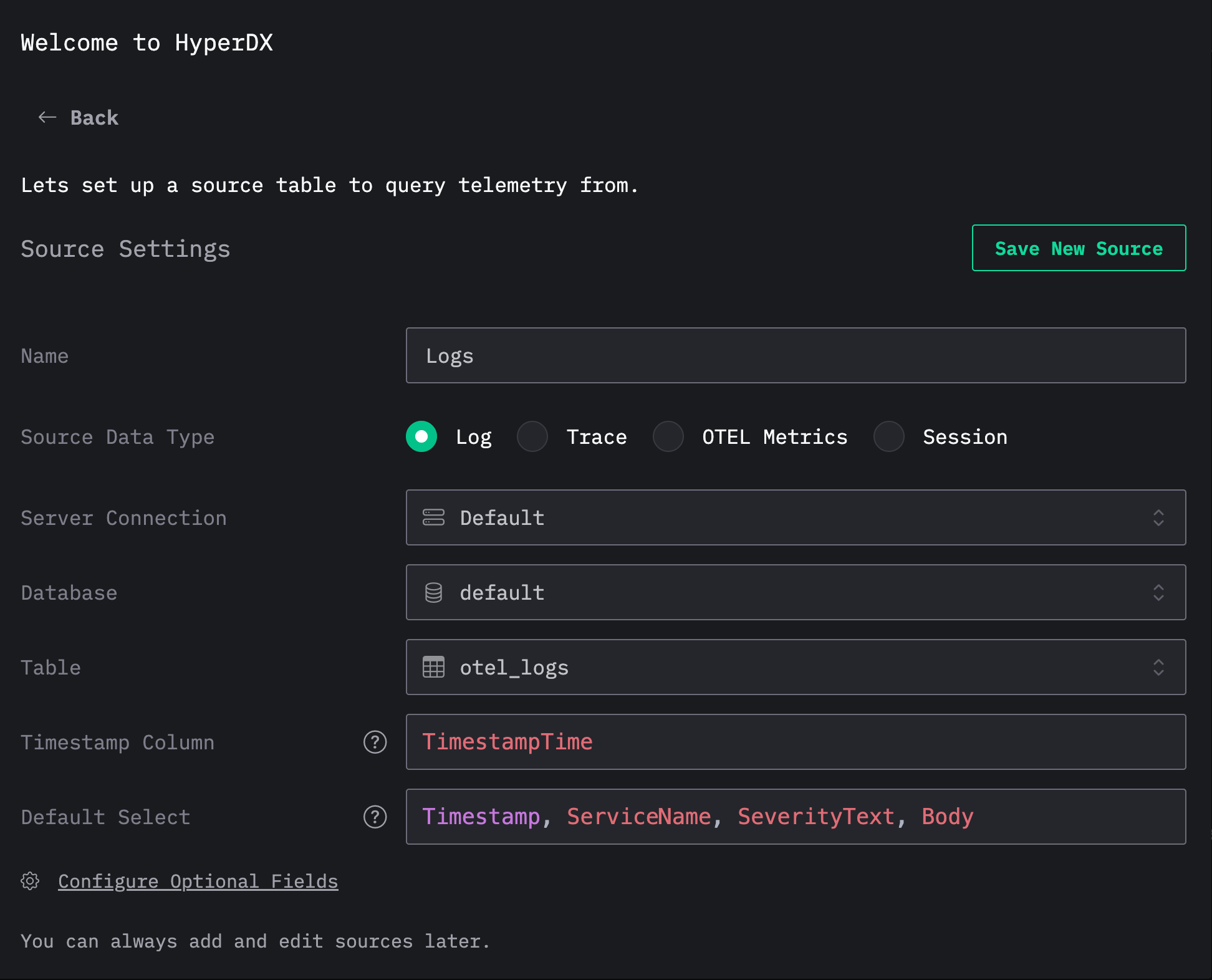 로그 소스 생성