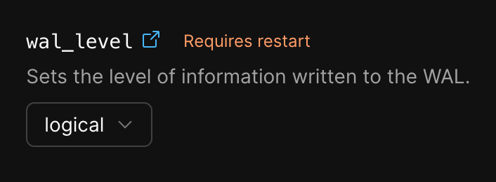 PlanetScale 콘솔에서 wal_level 조정