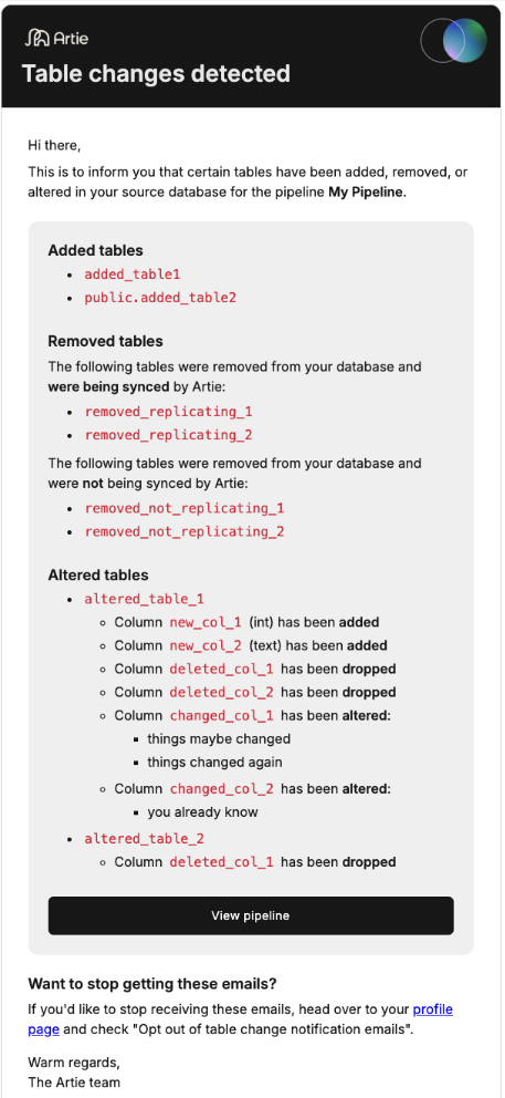 스키마 변경 알림